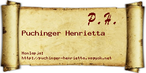 Puchinger Henrietta névjegykártya